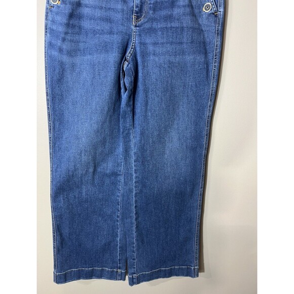 Talbots Flawless High Waist Wide Leg Cropped Jeans Size 10 Side Buttons - Picture 11 of 13